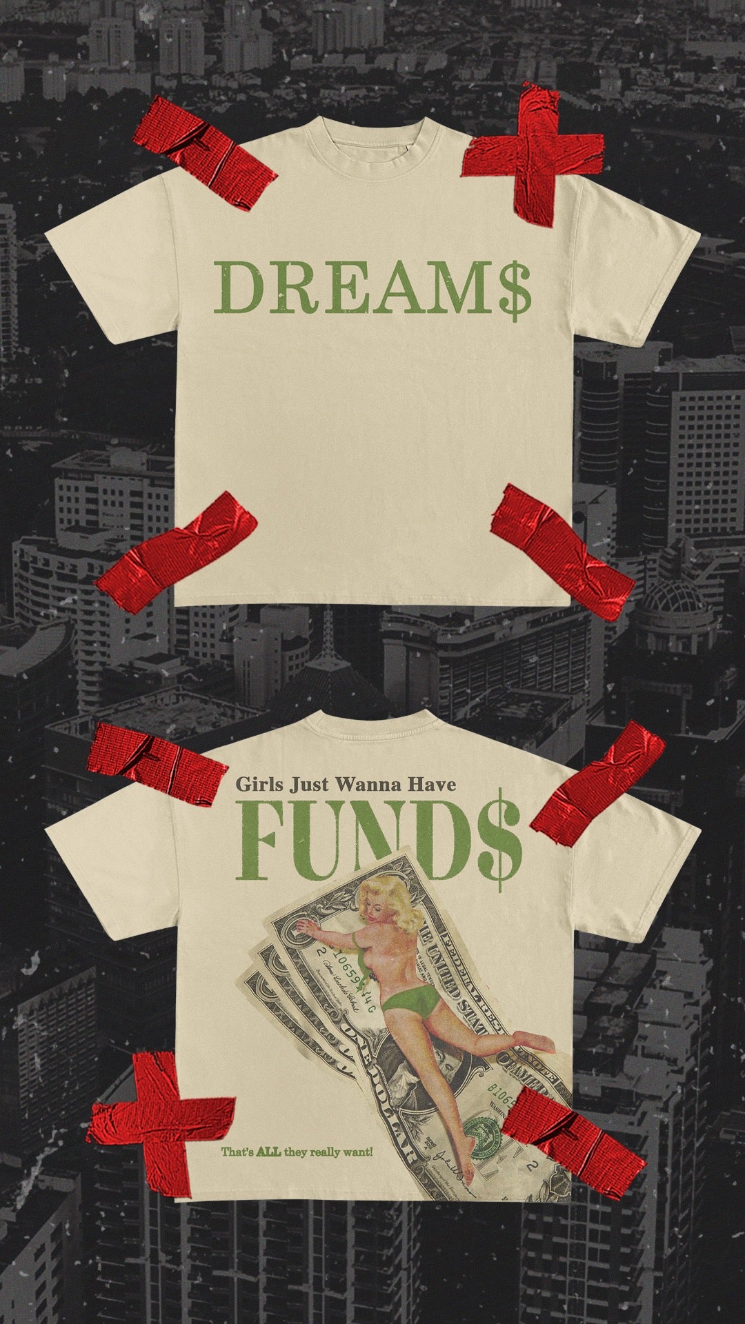 Girls Just Wanna Have FUND$ ® Tee (Cream)